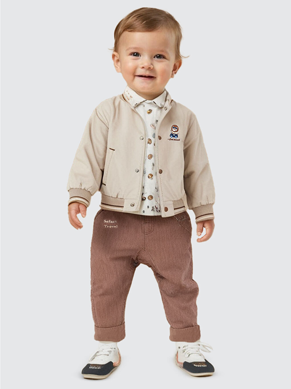 Erkek Bebek 3'lü Takım 6-18 Ay Bej