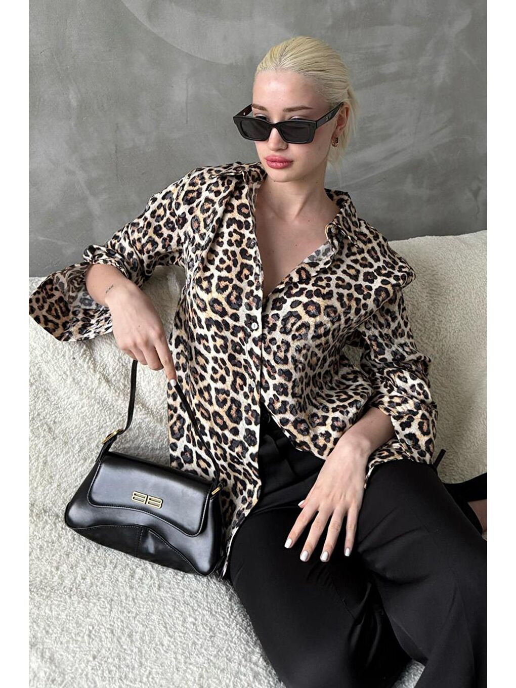 Madmext Bej Leopar Desen Kadın Gömlek Mg2296 - 3