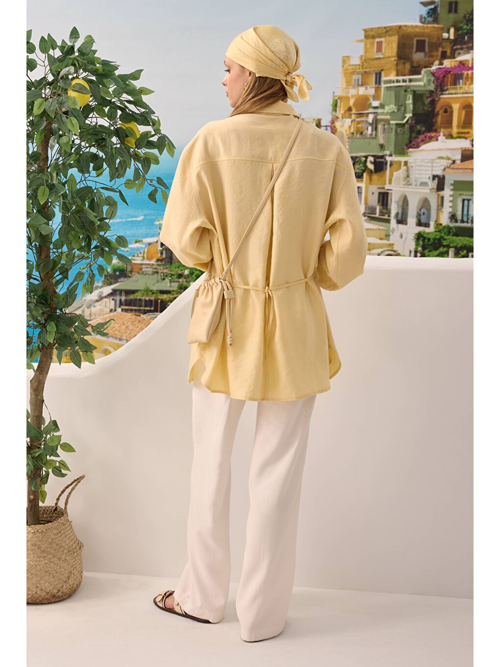 Verev Büzgü Detaylı Gömlek Soft Sarı-3