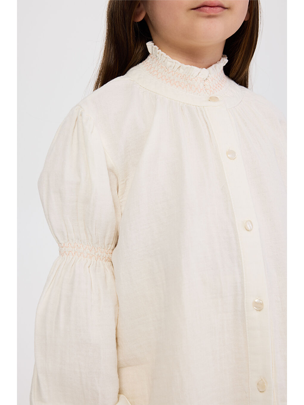 Kız Çocuk Ekru Gömlek-6
