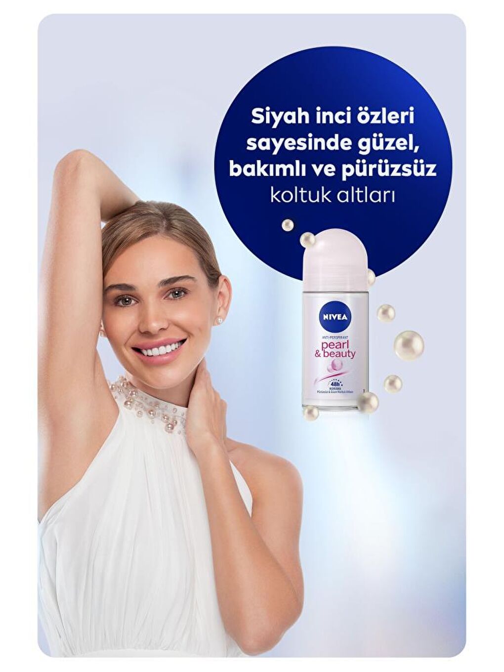 NIVEA Şeffaf Kadın Roll On Deodorant Pearl & Beauty 50 ml, 48 Saat Anti-Perspirant Koruma - 1