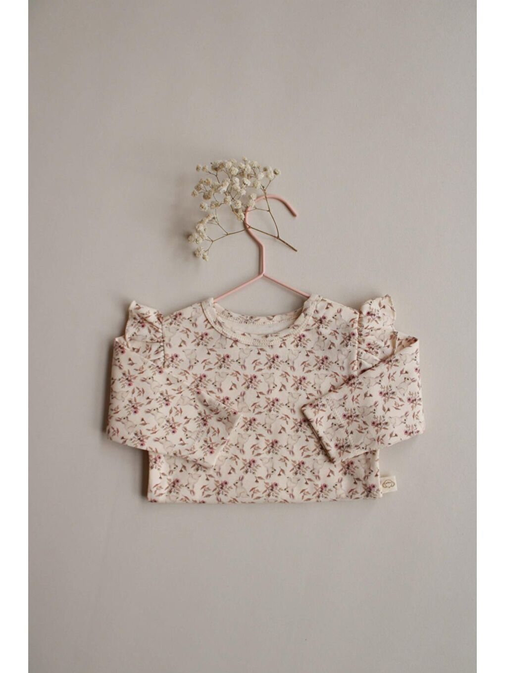 Ekru Tavşan Desenli Fırfırlı Body Tayt Takım-6