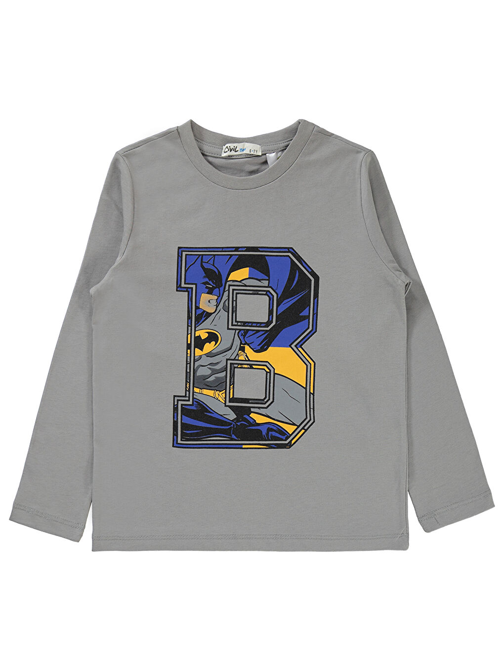 Civil Batman Erkek Çocuk Sweatshirt 6-9 Yaş Gri