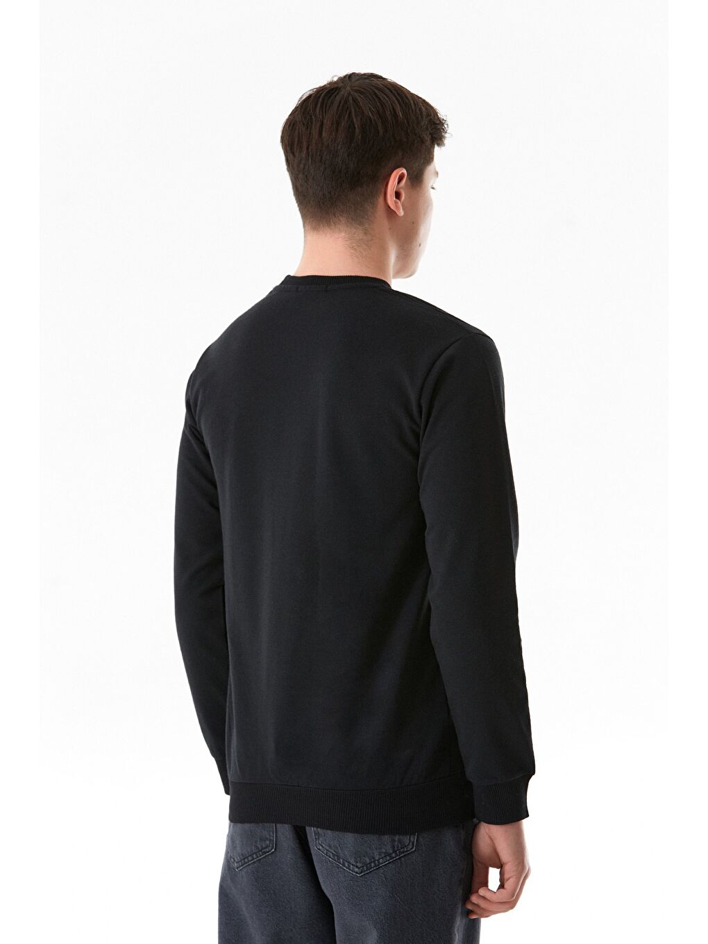 Fullamoda Siyah Basic Bisiklet Yaka Sweatshirt - 4