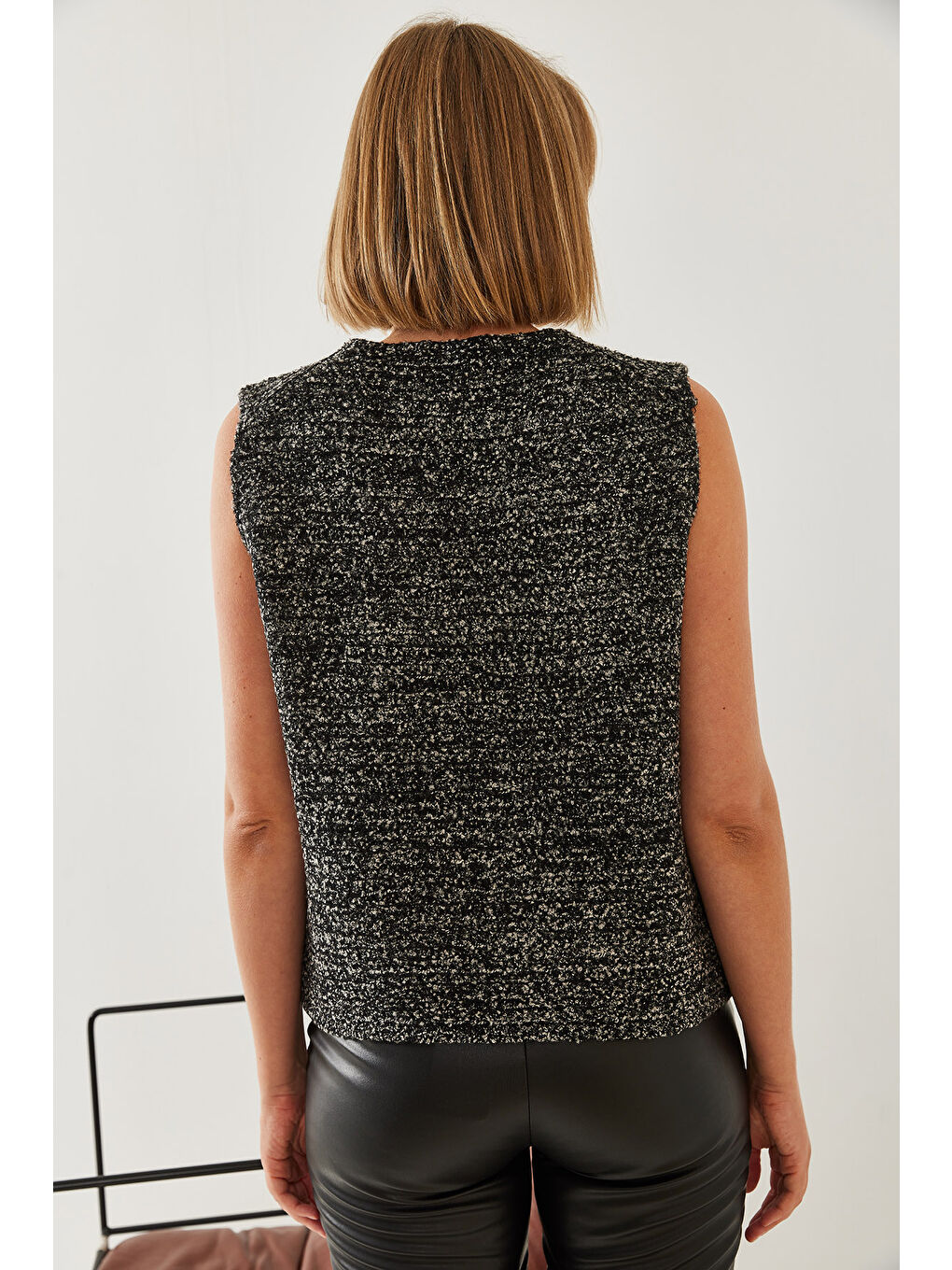 Siyah Kadın Triko Yelek-2