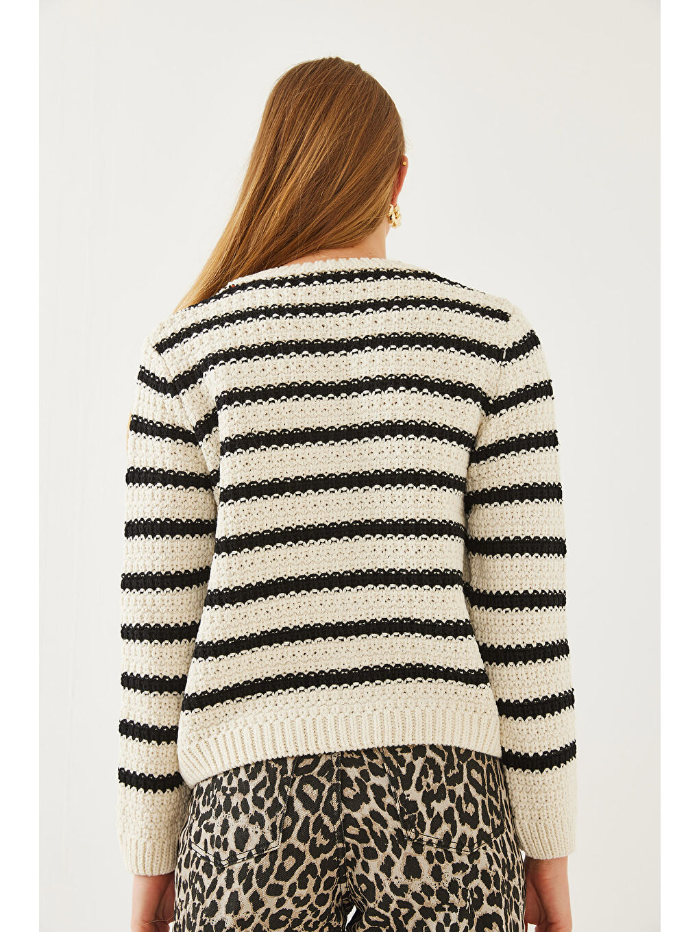 Lila Kadın Çizgili Hırka-2