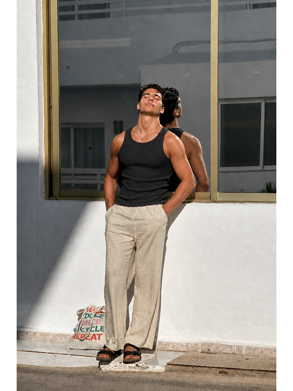 Erkek Esnek Relaxed Siyah Fitilli Atlet-2