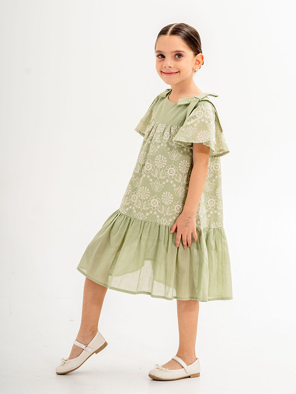 Kız Çocuk Elbise 2-5 Yaş Yeşil-2