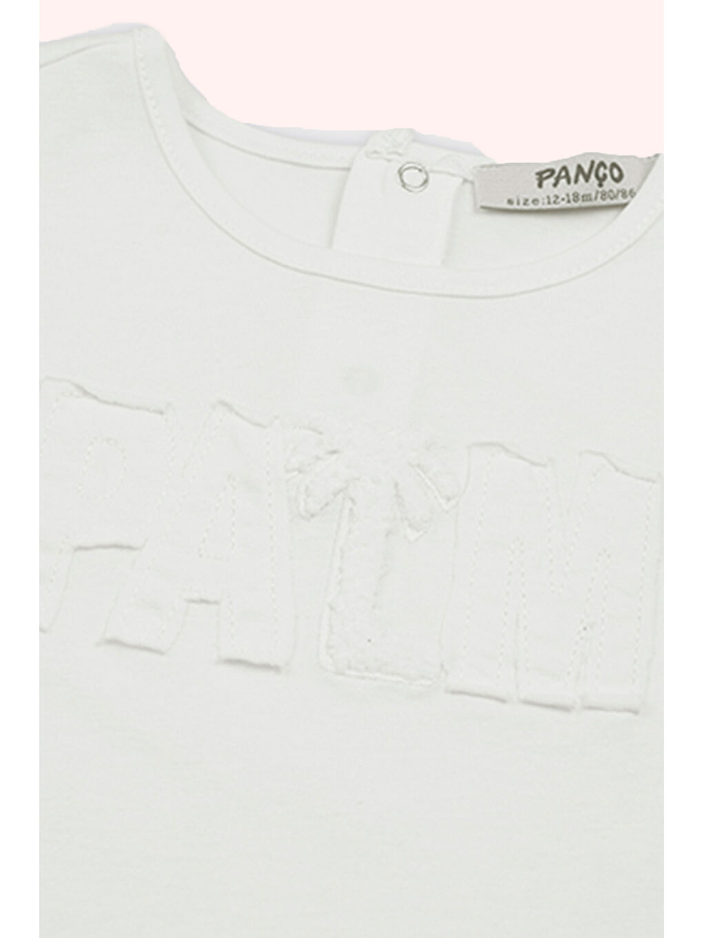 Erkek Bebek Nakış Detaylı Ekru Tişört-1