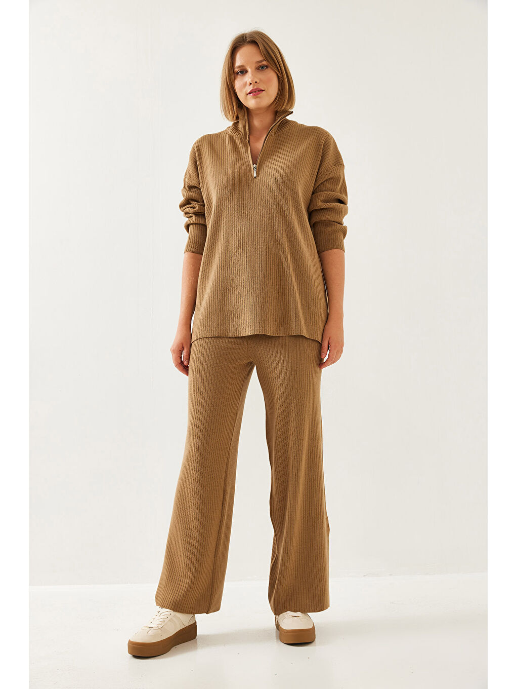 Kahverengi Kadın Uzun Kollu Alt-Üst Takım-3