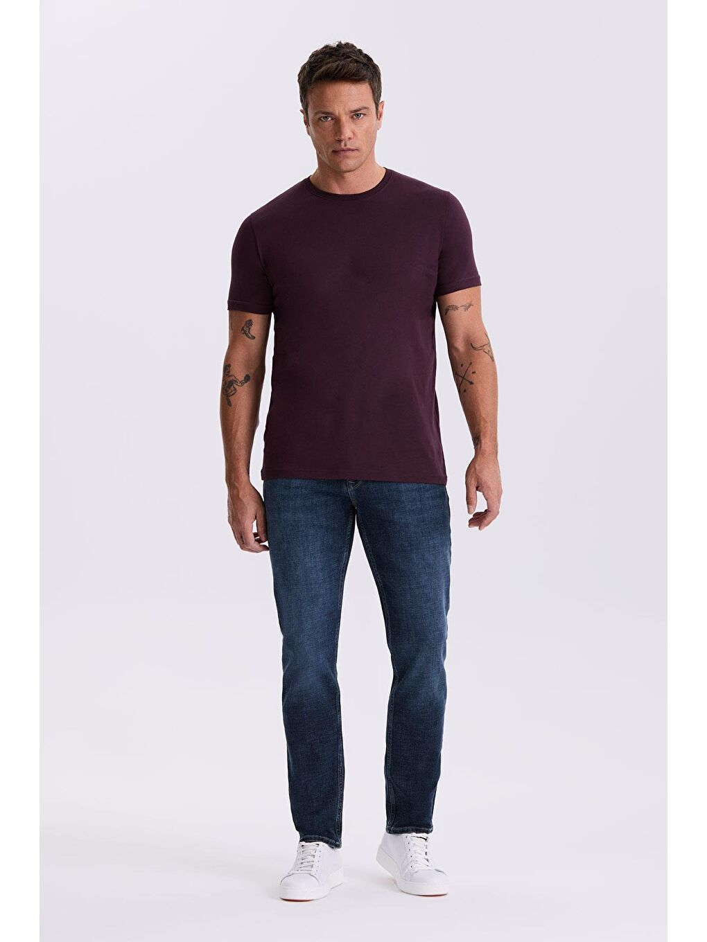 Mürdüm %100 Pamuk Slim Fit Bisiklet Yaka Basic T-Shirt