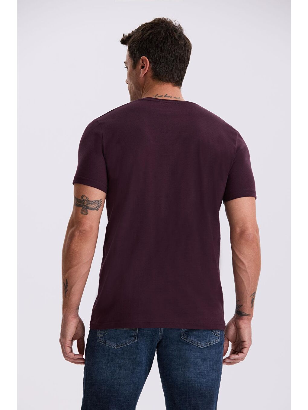 Mürdüm %100 Pamuk Slim Fit Bisiklet Yaka Basic T-Shirt-3