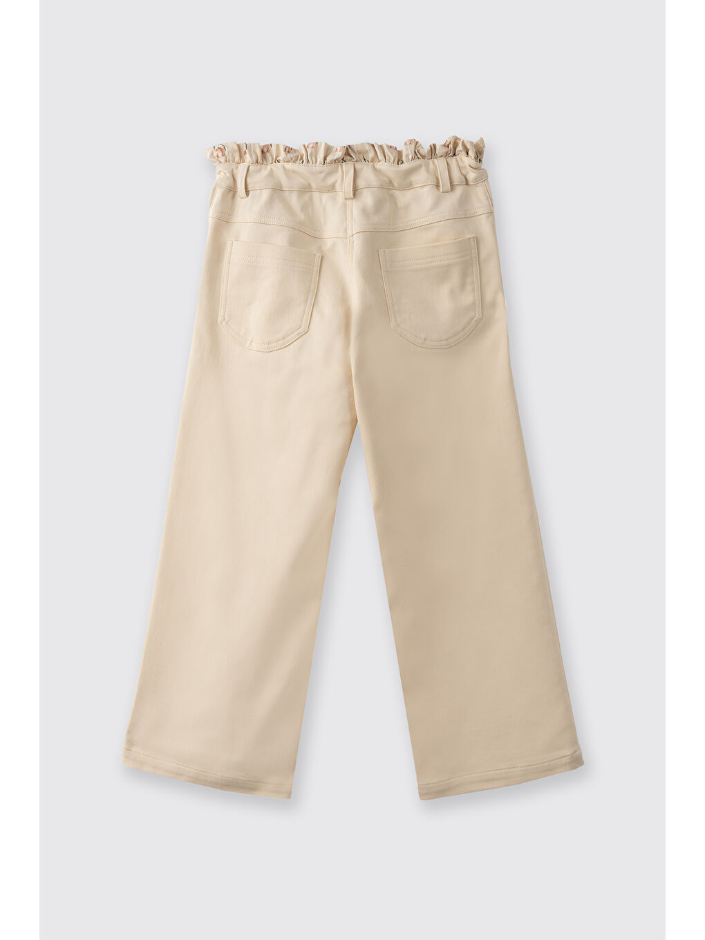 Kız Çocuk Beli Fırfır Detaylı Bej Pantolon-4