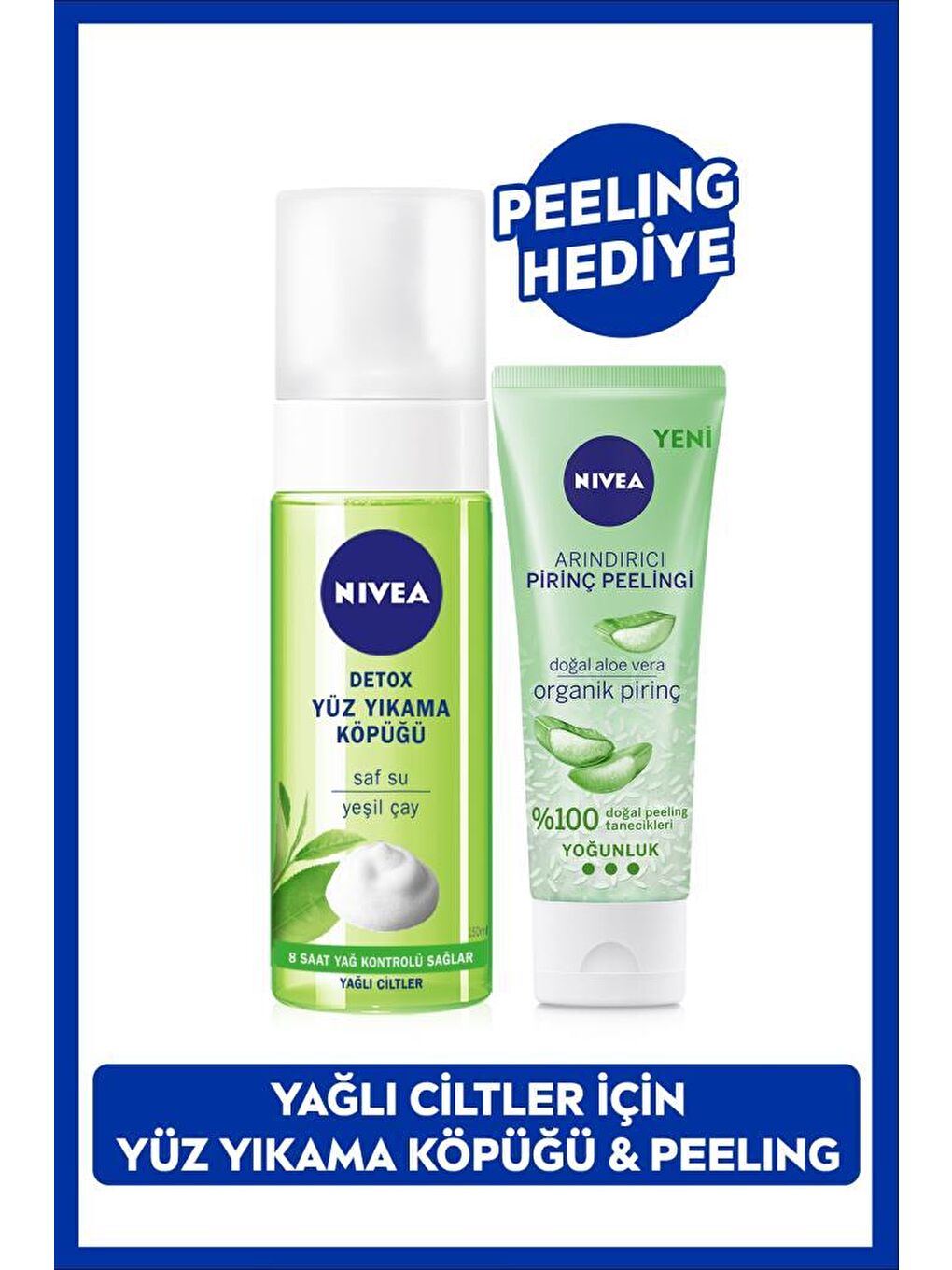 NIVEA Urban Skin Detox Yüz Yıkama Köpüğü 150ml & Organik Pirinç Peeling 75ml