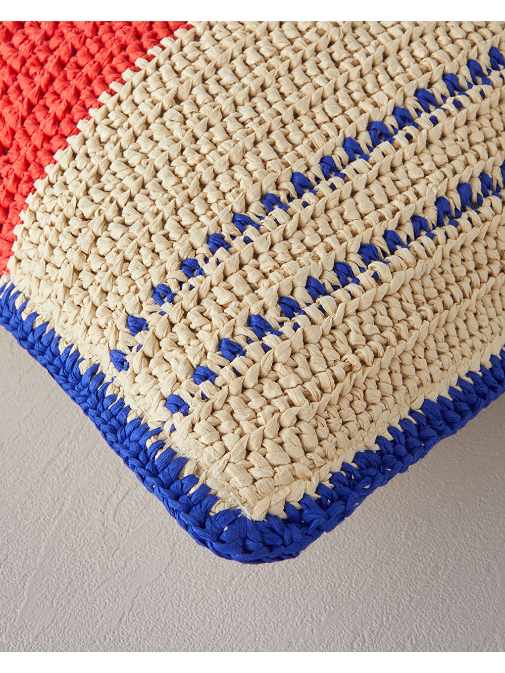 Bej Hasır Dekoratif Kırlent Naturel-1