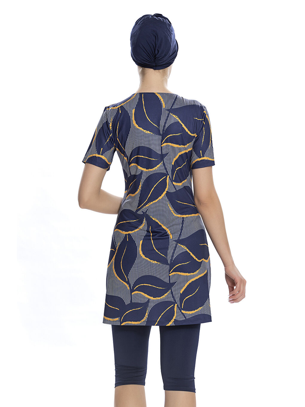 Kısa Kol Taytlı Yarı Kapalı Mayo 202-504 Lacivert-1