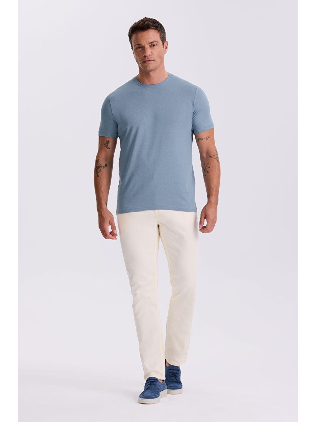 Mavi %100 Pamuk Slim Fit Bisiklet Yaka Basic T-Shirt-1