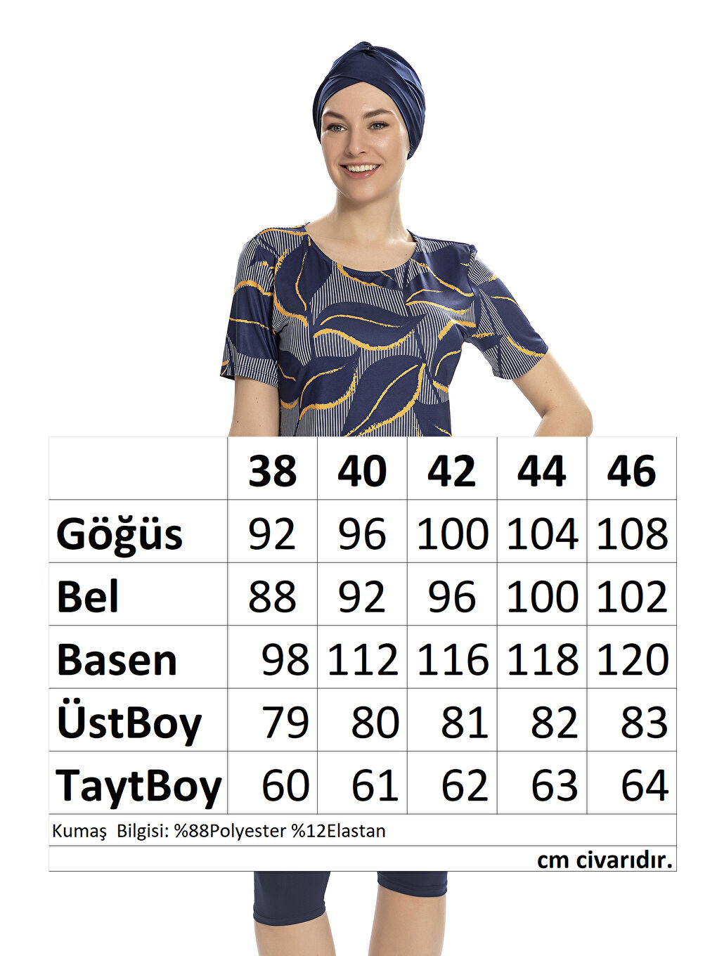 Kısa Kol Taytlı Yarı Kapalı Mayo 202-504 Lacivert-2