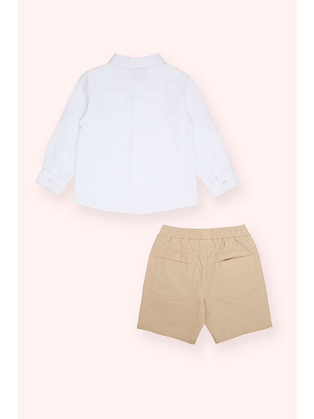Erkek Bebek Şortlu 2'li Bej Takım-3