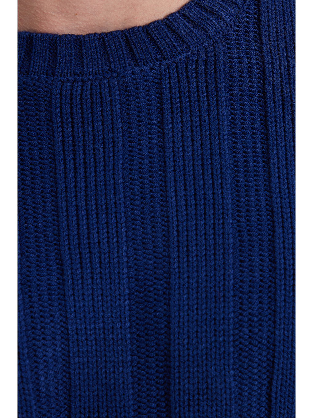 Erkek Standart Fit Normal Kesim Bisiklet Yaka Desenli Saks Mavi Kazak-3