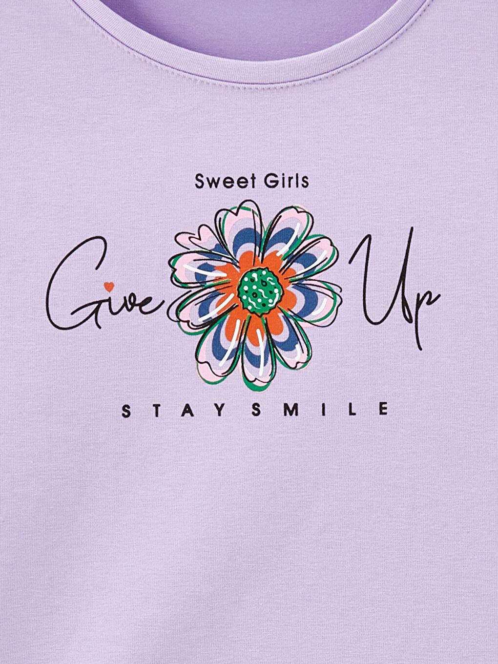 Lila Kız Çocuk Kolu Triko Dantelli Tişört-2