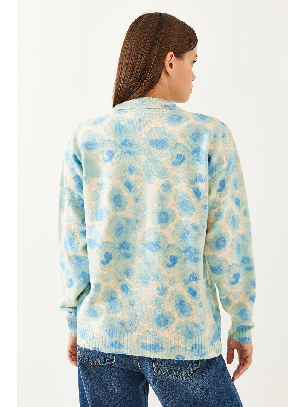 Mavi Kadın Parçalı Triko Kazak-1