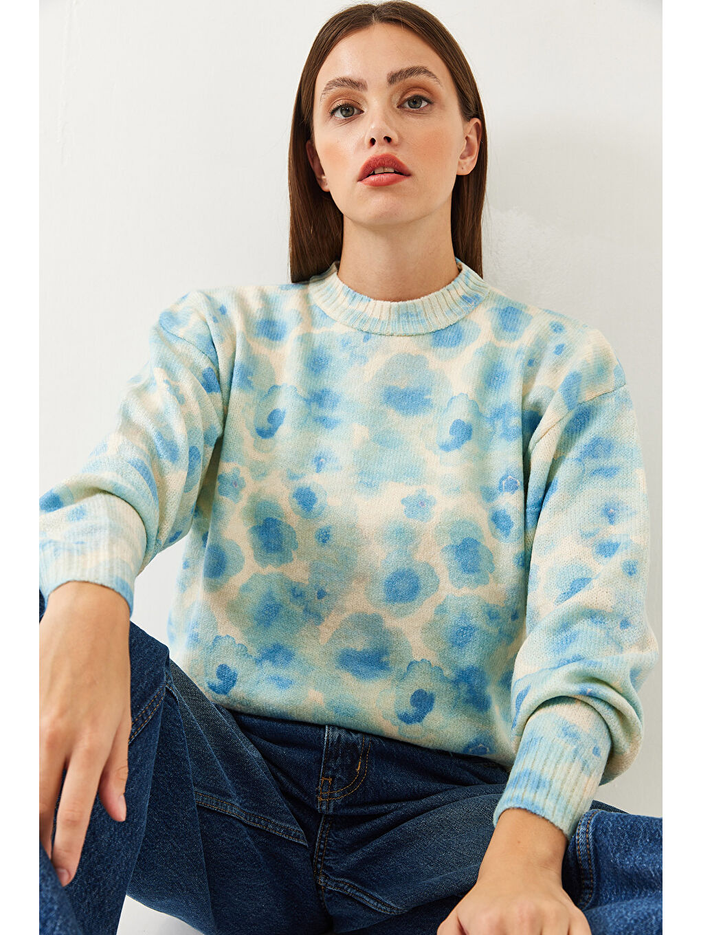 Mavi Kadın Parçalı Triko Kazak-2