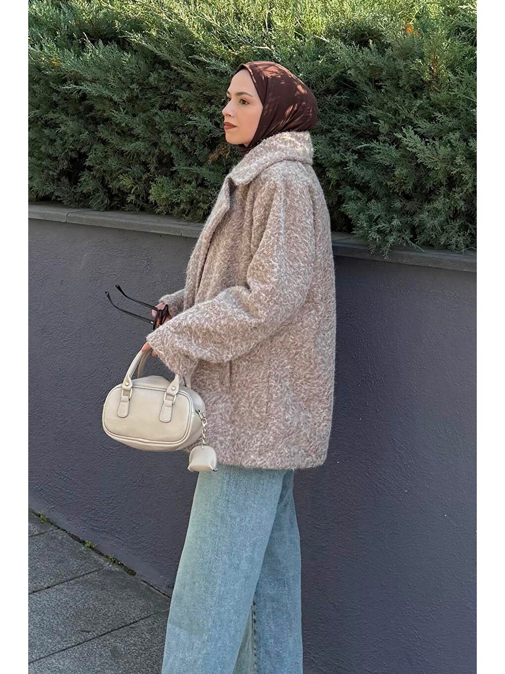 Kahverengi Sakal Kumaş Kaban Sütlü Kahve-1