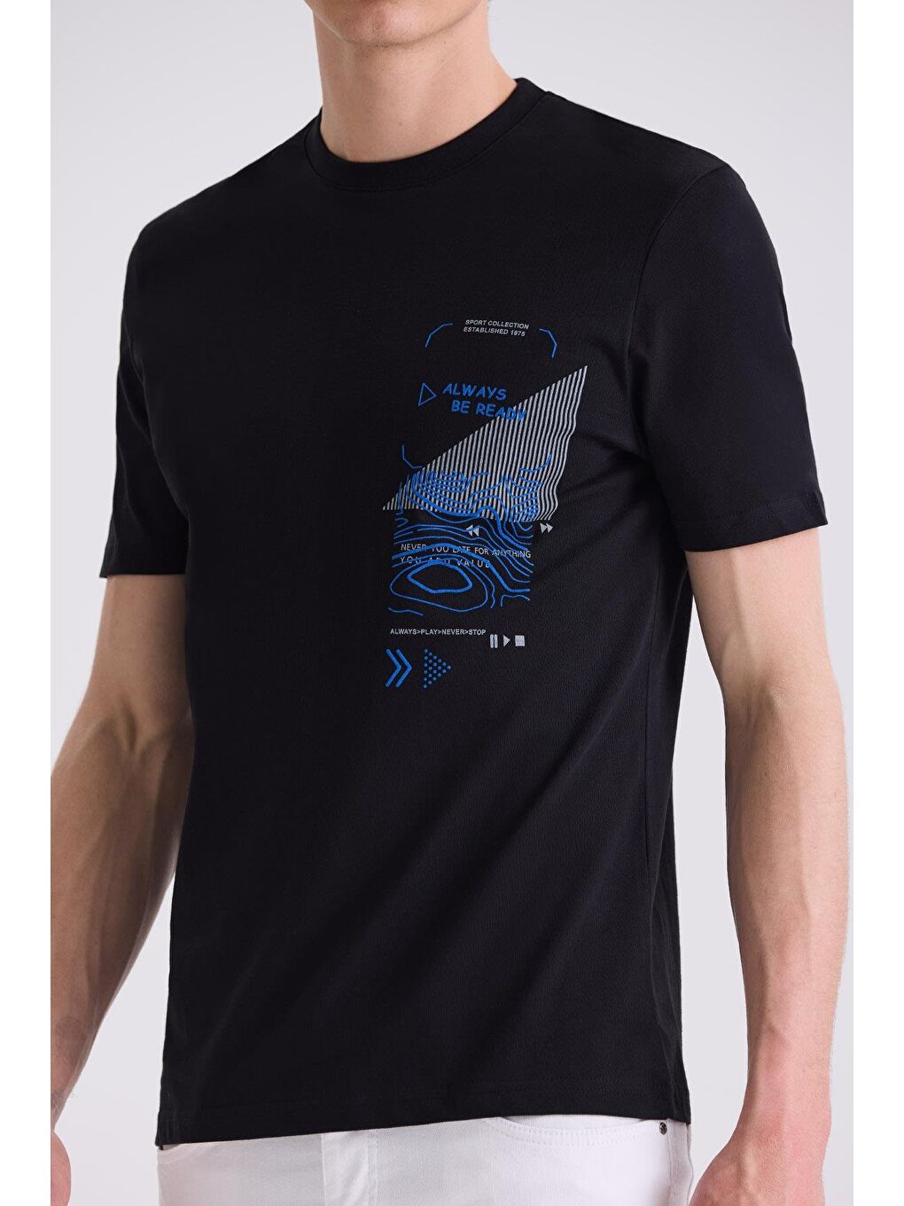 Siyah Slim Fit Bisiklet Yaka T-Shirt-2