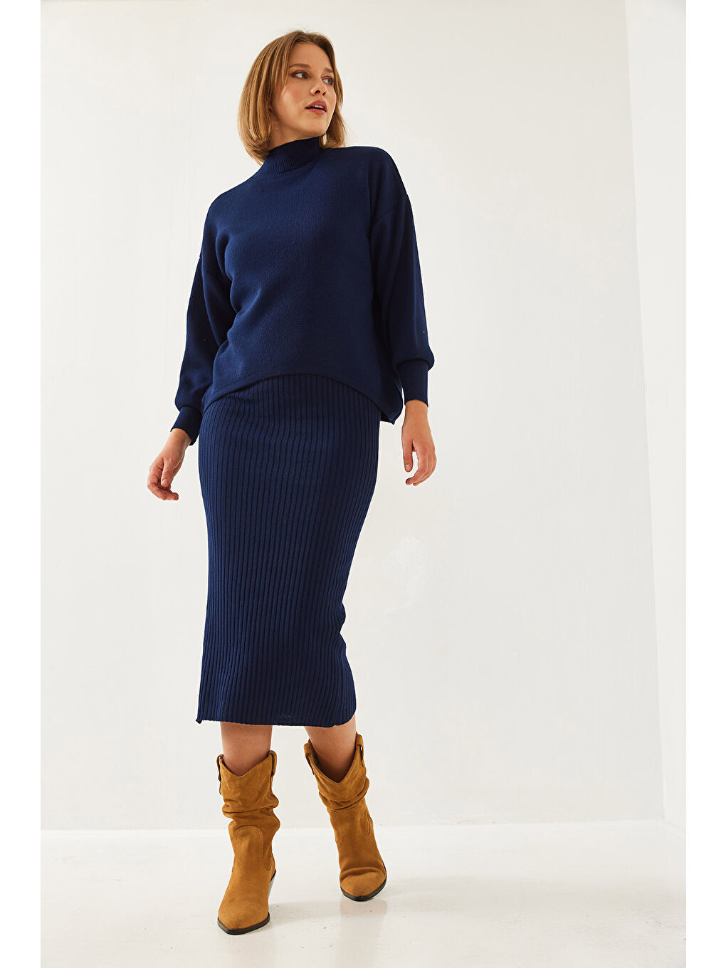 Lacivert Kadın İkili Triko Takım-2