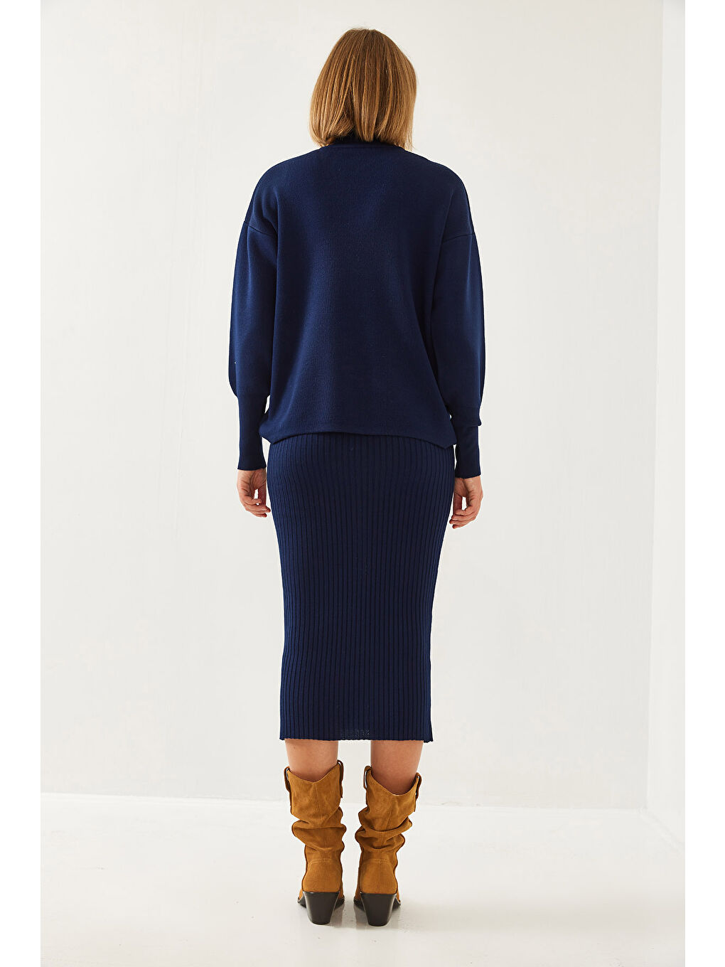 Lacivert Kadın İkili Triko Takım-4