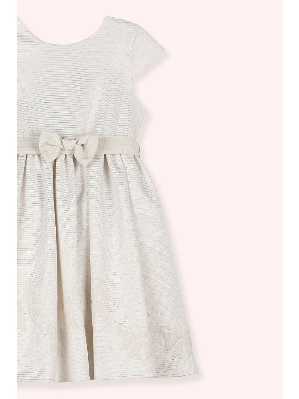 Kız Çocuk Kısa Kollu Parti Elbisesi Bej-2