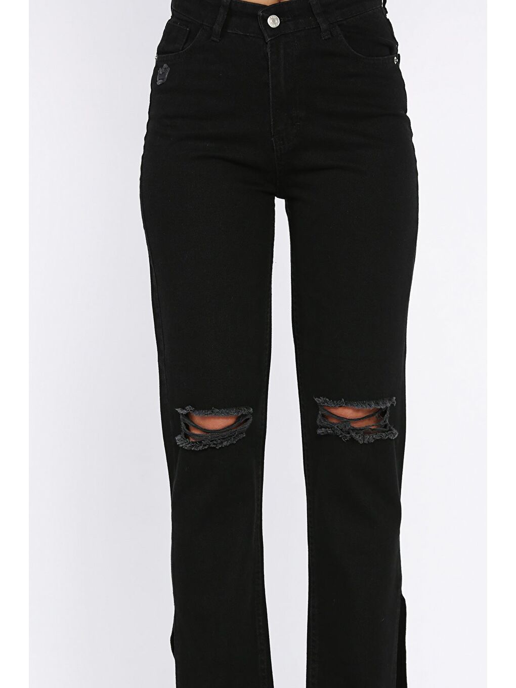 Siyah Yırtmaçlı Kadın Jean Jean Pantolon-3