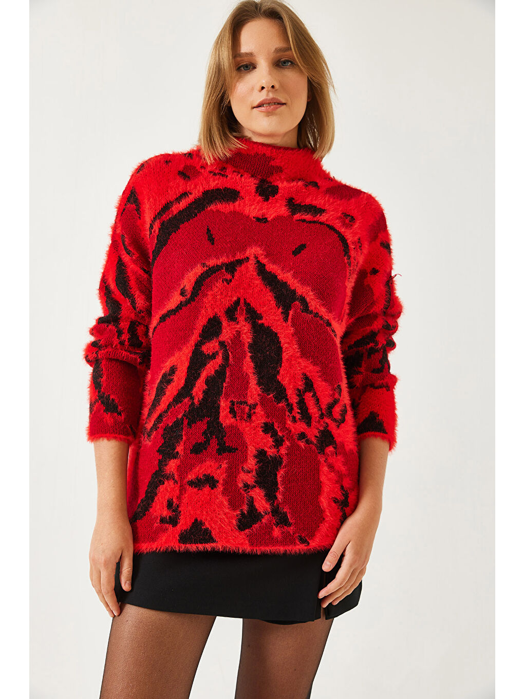 Kırmızı Kadın Sakal Kazak-3