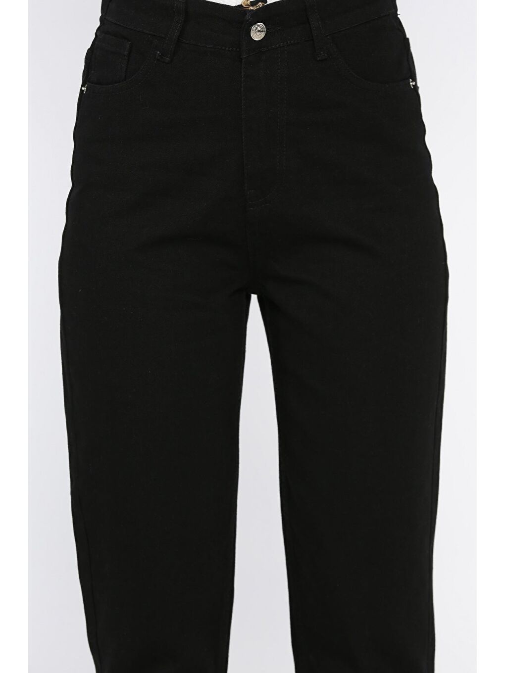 Siyah Bel Lastikli Havuç Jean Jean Pantolon-3