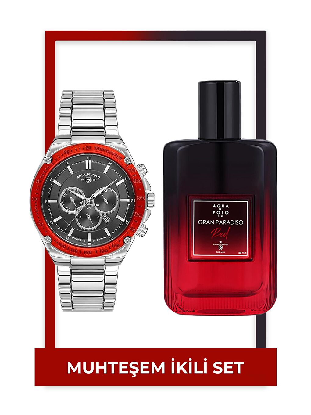 Gri Red Erkek Parfüm 100 ml & Erkek Saat Seti