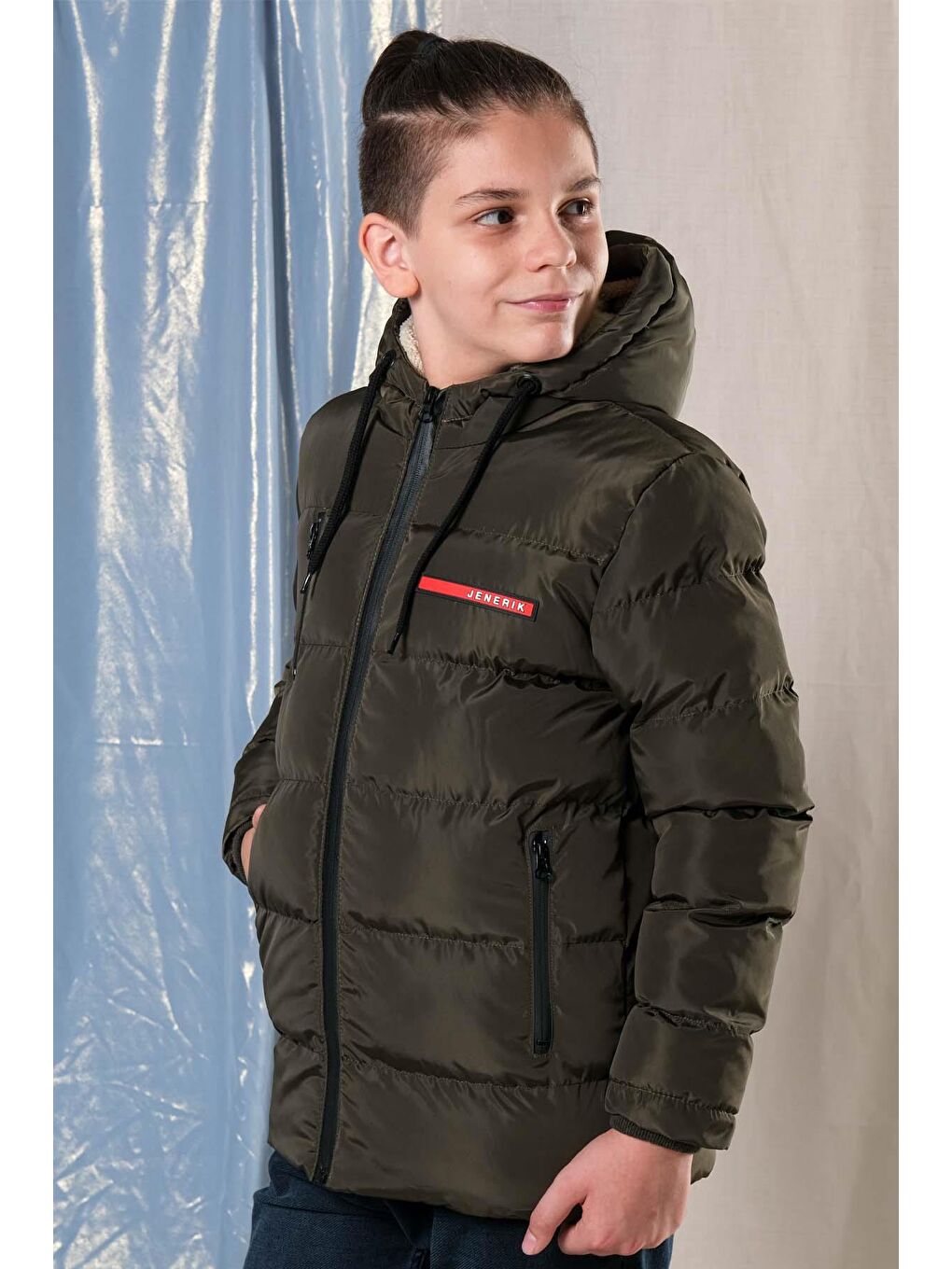 Haki Erkek Çoçuk Kalın Kışlık Şişme Mont-3