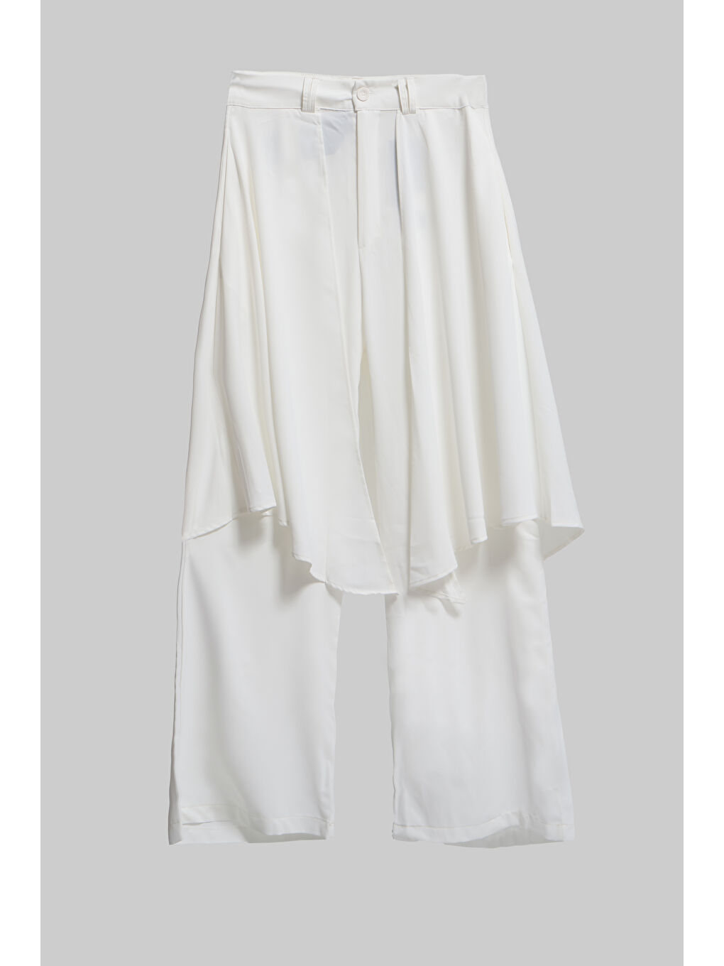 Kadın Ekru Renk Süper Bol Kesim Özel Tasarım Pantolon Etek-1