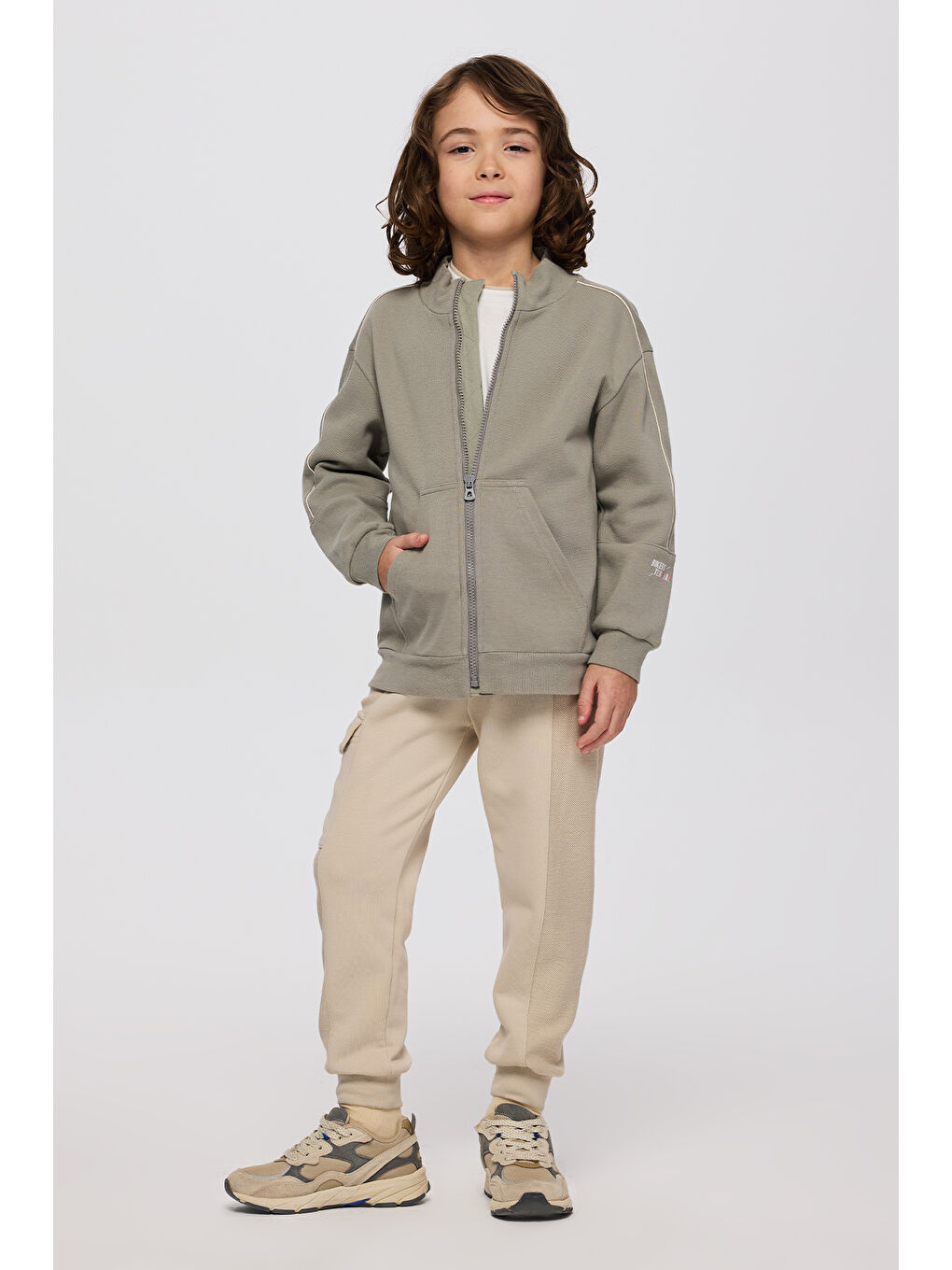 Erkek Çocuk Fermuarlı Sweatshirt Antrasit