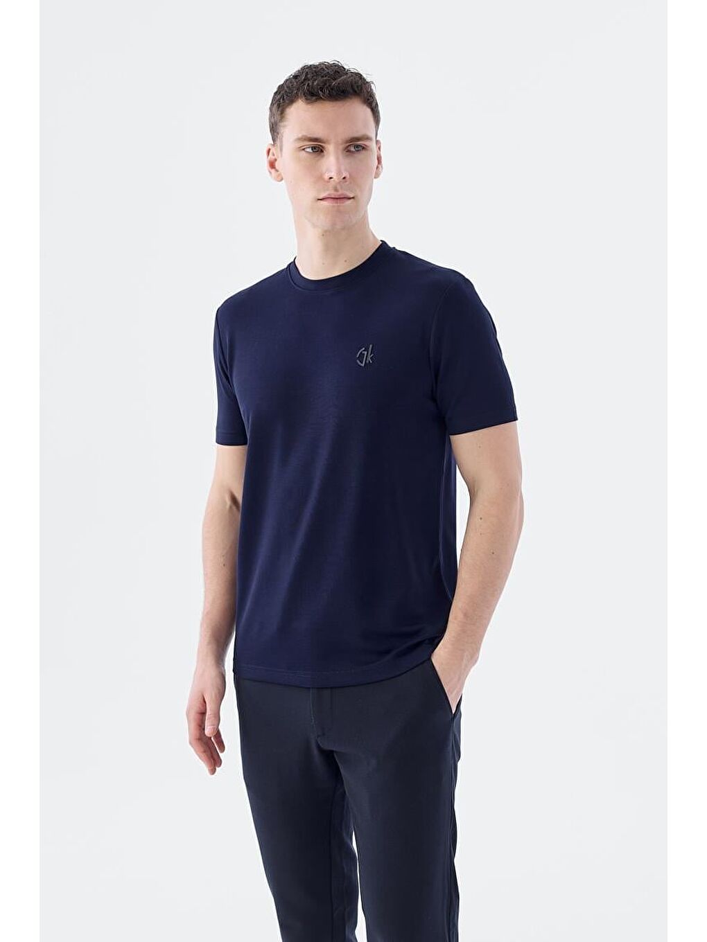 Lacivert Slim Fit Bisiklet Yaka T-Shirt