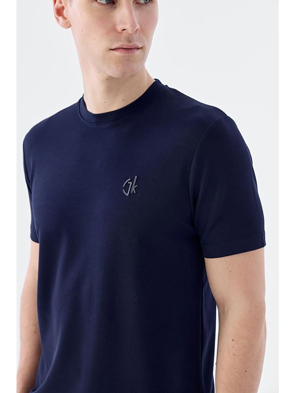 Lacivert Slim Fit Bisiklet Yaka T-Shirt-2
