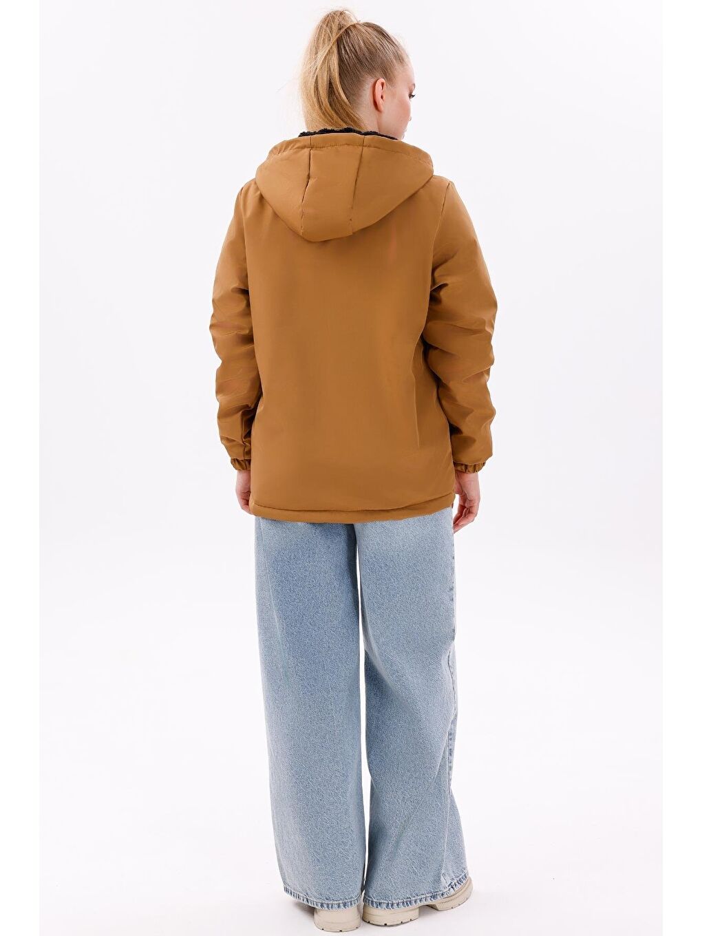 Kahverengi Kadın Kürklü Su Ve Rüzgar Geçirmez Kapüşonlu Kışlık Mont & Kaban & Parka-5