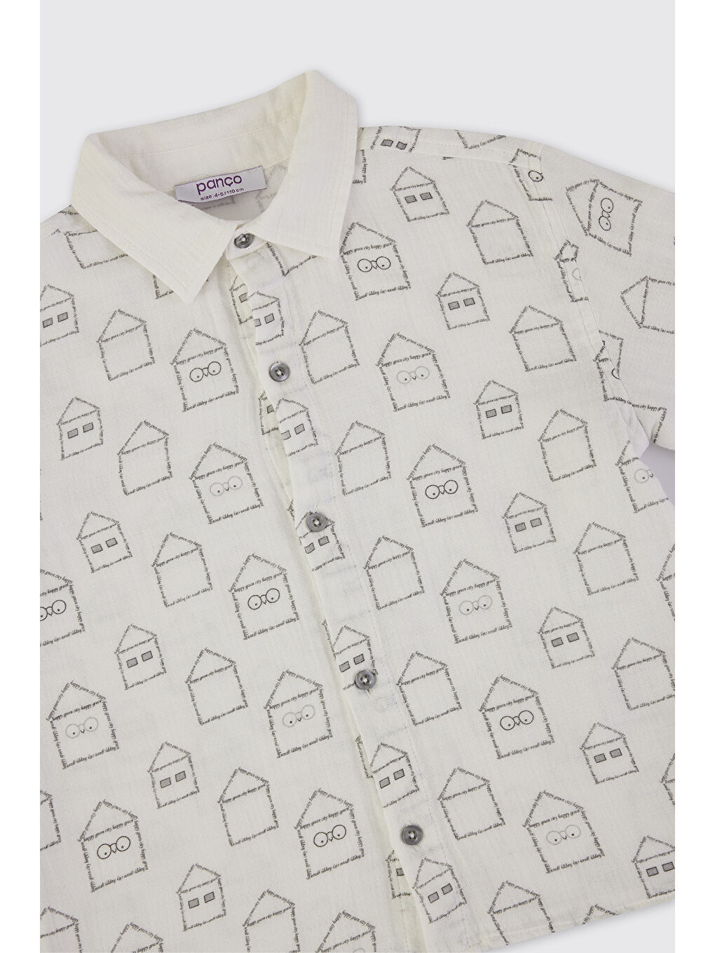 Erkek Çocuk Desenli Müslin Gömlek Ekru-2