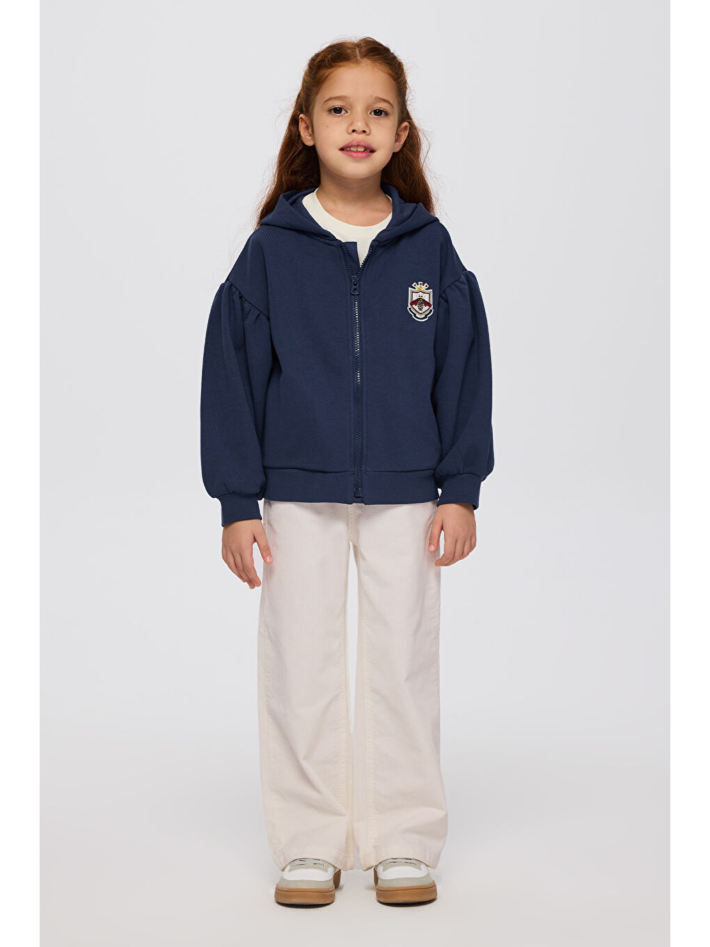 Kız Çocuk Fermuarlı Sweatshirt Lacivert