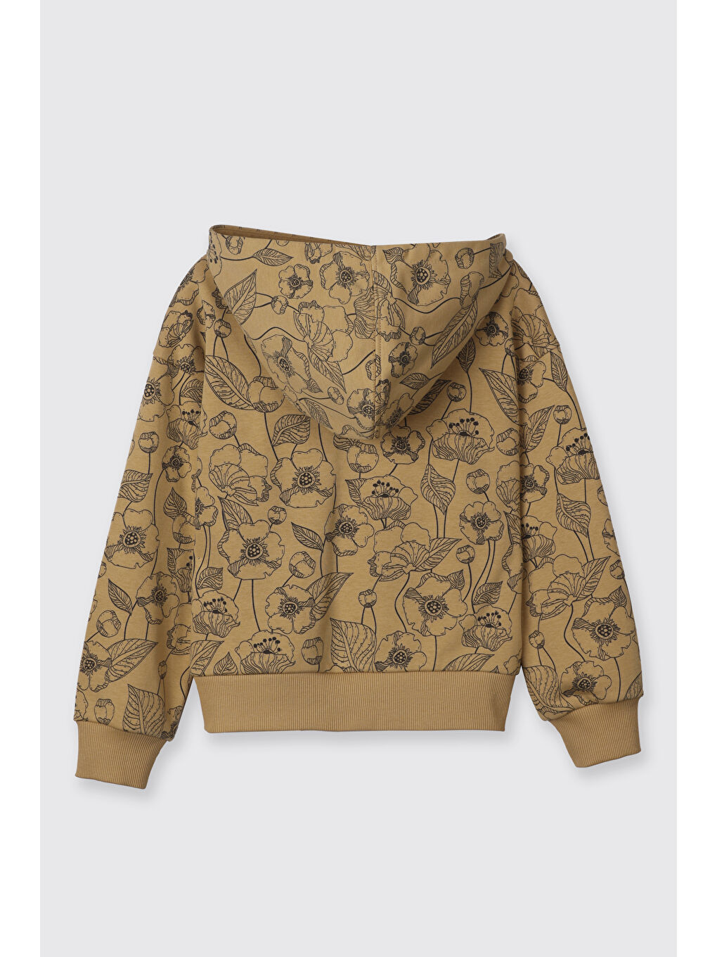 Sarı Kız Çocuk Çiçek Desenli Sweatshirt Hardal-2