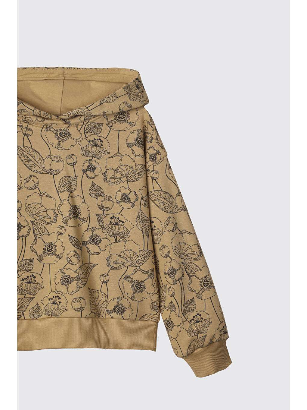 Sarı Kız Çocuk Çiçek Desenli Sweatshirt Hardal-4