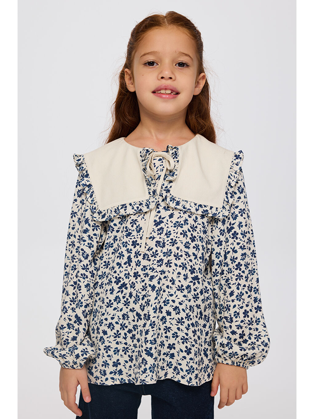 Kız Çocuk Yakalı Bluz Bej-4