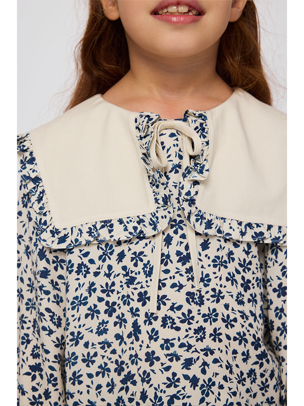 Kız Çocuk Yakalı Bluz Bej-6