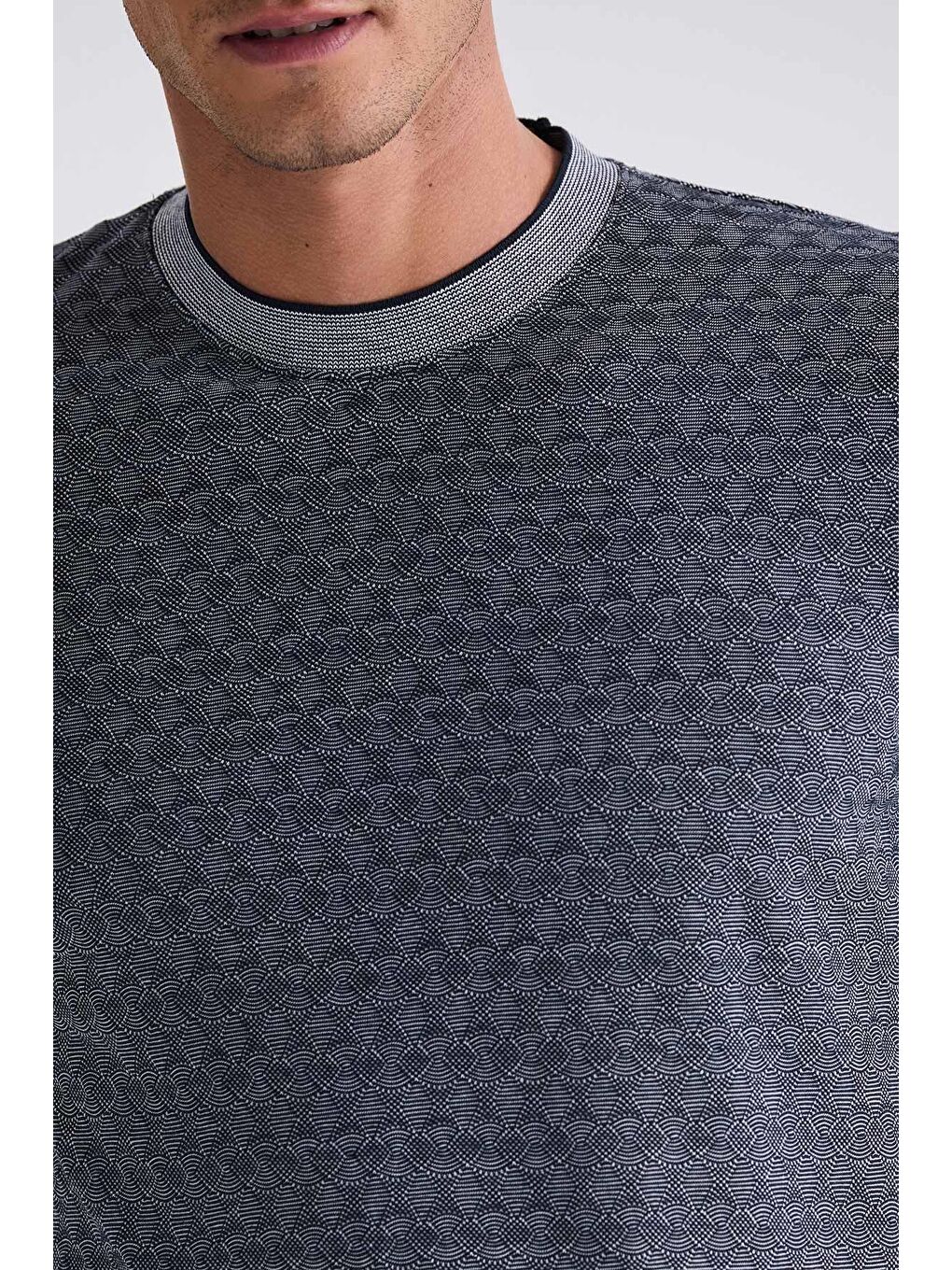 Lacivert Slim Fit Bisiklet Yaka T-Shirt-2