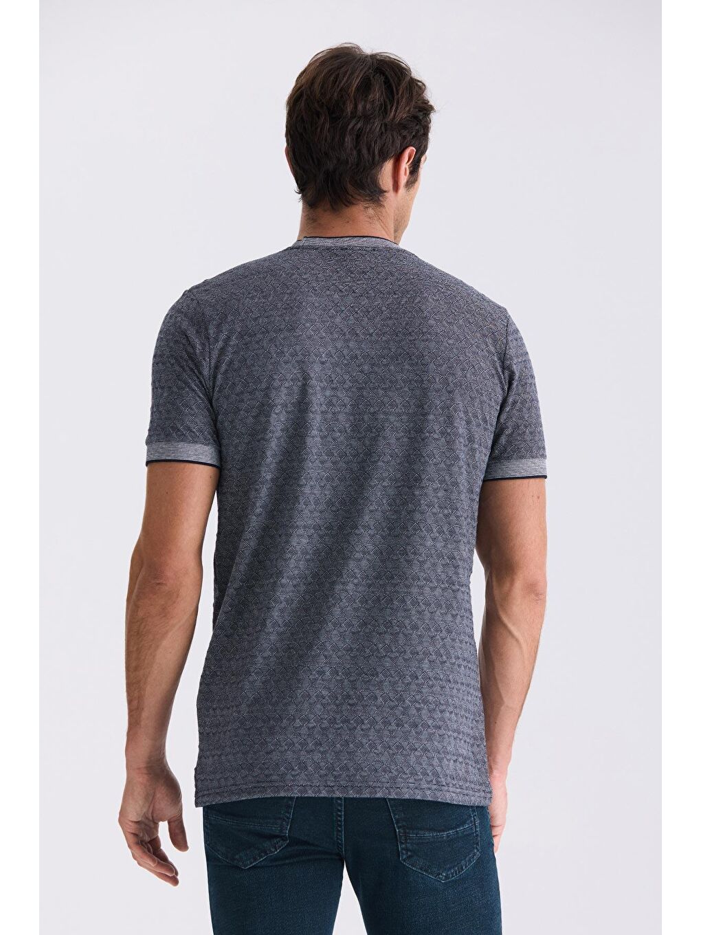 Lacivert Slim Fit Bisiklet Yaka T-Shirt-3